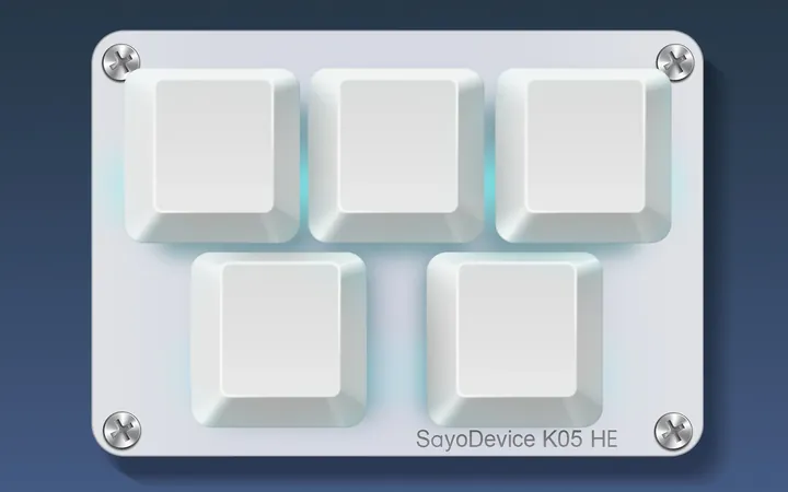 SayoDevice K05 HE blanc vu de dessus : 5 touches.